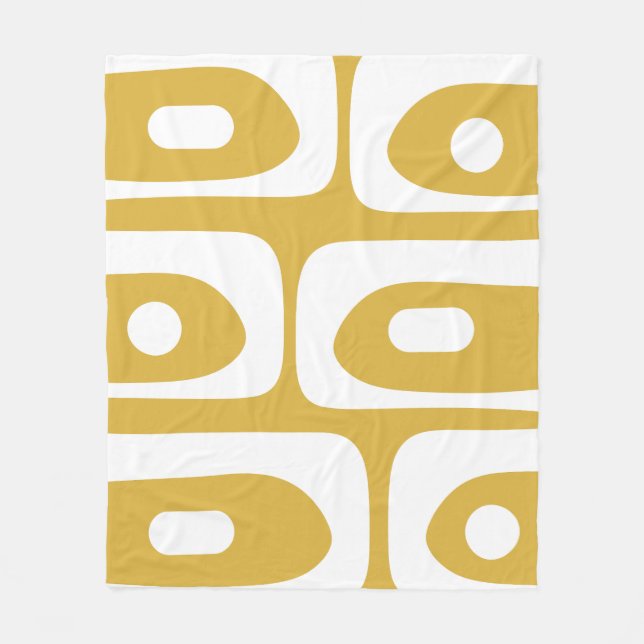 Modernes Piquet, Abstrakter Mustard & White Fleecedecke (Vorderseite)