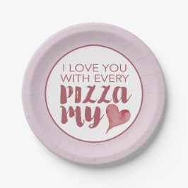 Modernes Pizza - das Valentinische Party Pappteller