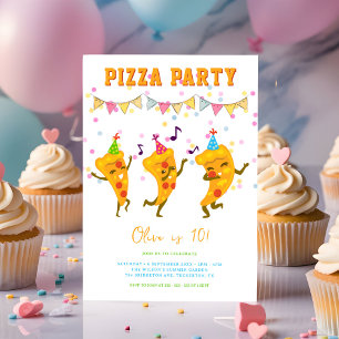 Modernes Pizza Party Niedlich Einfaches Kindergebu Einladung