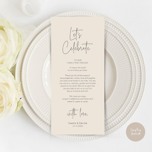 Modernes Place Setting Dinner Party Danke Karte (Modern Wedding Place Setting Dinner Party Thank You Card in Cream Dark Grey)
