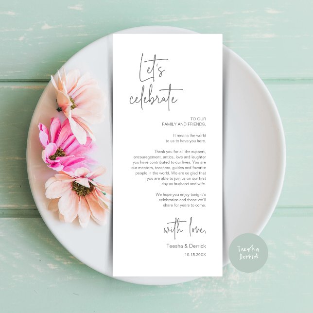 Modernes Place Setting Dinner Party Danke Karte (Modern Wedding Dinner Place Setting Dinner Party Thank You Card, in Dark Grey)