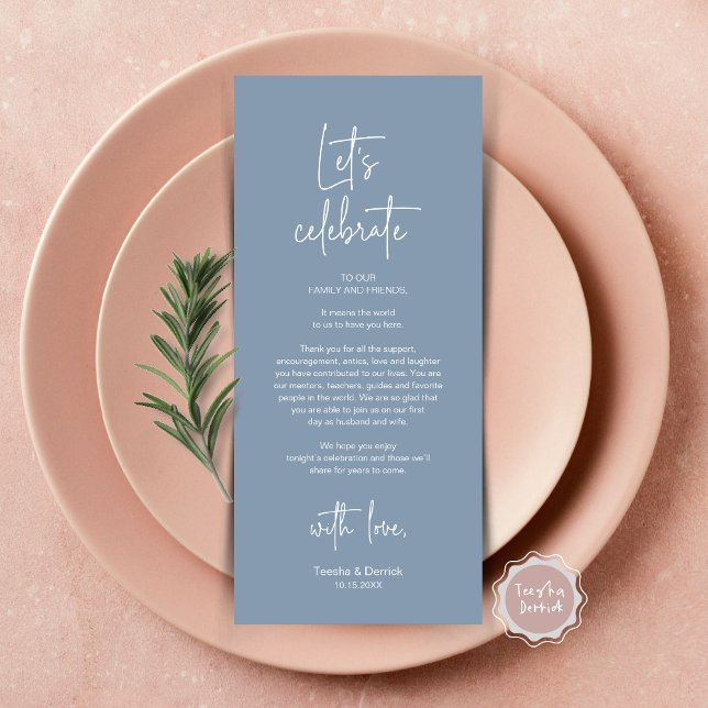 Modernes Place Setting Dinner Party Danke Karte (Let's Celebrate, Wedding Dinner Place Setting Thank You Card, Modern Plate Decor, in Dusty Blue)