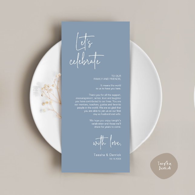 Modernes Place Setting Dinner Party Danke Karte (Modern Place Setting Dinner Party Thank You Card, Classy Contemporary, Dusty Blue)