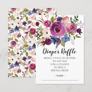 Modernes Plum Blue Baby Duschdusche Windeln Raffle Einladung