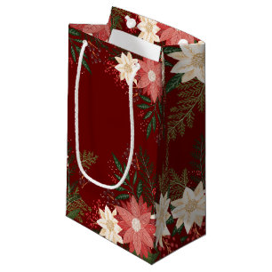 Modernes Poinsettia Weihnachtsmaroon bemalt Party Kleine Geschenktüte
