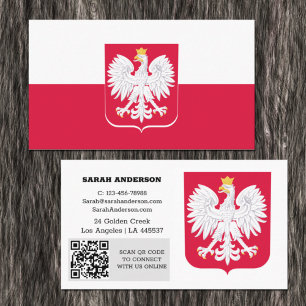 Modernes Polen, Visitenkarte, polnische Flagge/QR- Visitenkarte