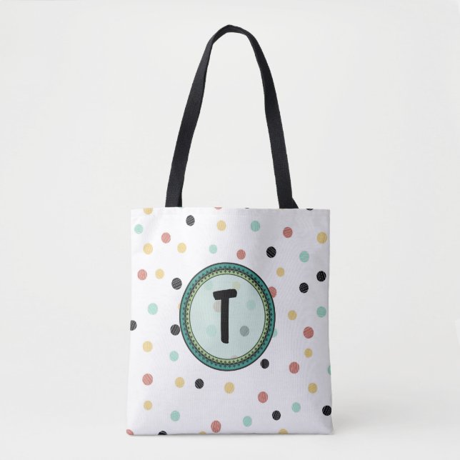 Modernes Polka-Dot Monogramm-Design Tasche (Vorderseite)