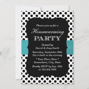Modernes Polka Dots Aquamarines Party mit Ribbon H Einladung