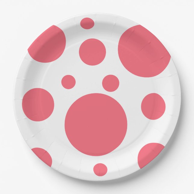 Modernes Polka Dots Muster Pappteller (Vorderseite)
