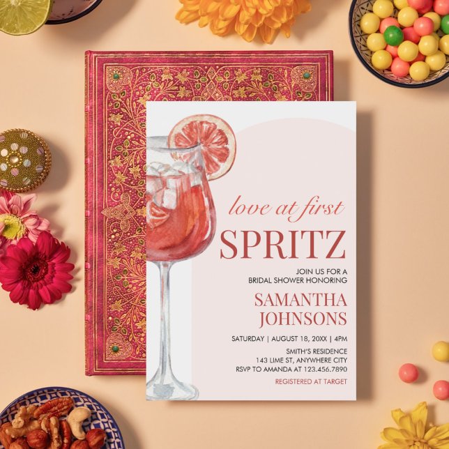 Modernes Pomelo Cocktail Brautparty Einladung (Love at First Spritz Bridal Shower Invitation)