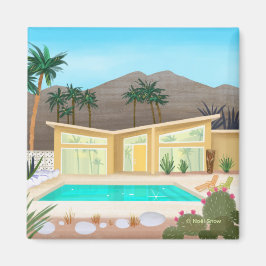 Modernes Pool House aus dem Mittelalter Magnet
