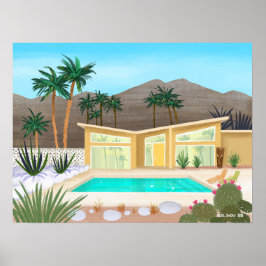 Modernes Pool House aus dem Mittelalter Poster