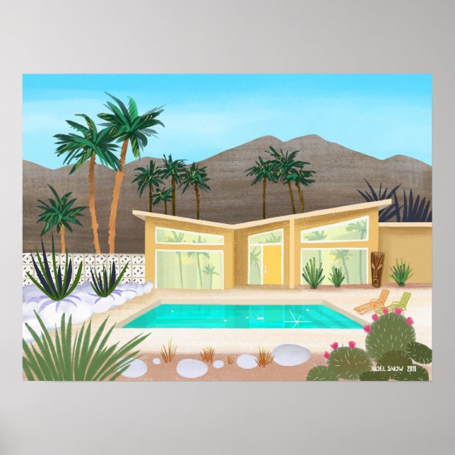 Modernes Pool House aus dem Mittelalter Poster (Vorne)
