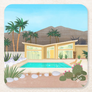 Modernes Pool House aus dem Mittelalter Rechteckiger Pappuntersetzer