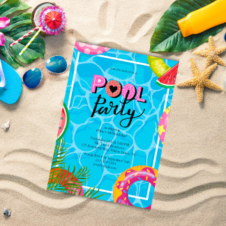 Modernes Pool Party Geburtstagseinladung Einladung