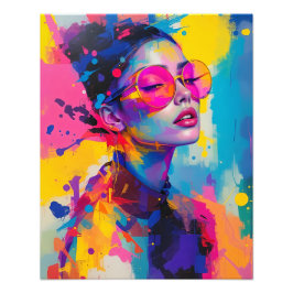 Modernes Portrait Frauen Rosa Brille Fotodruck