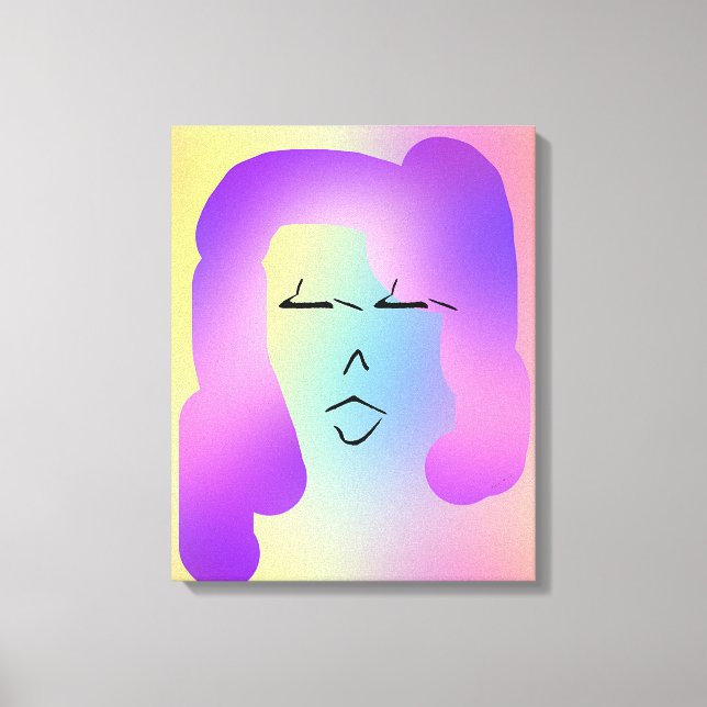 MODERNES PORTRAIT VON LADY MIT LILA HAAR LEINWANDDRUCK (Vorderseite)