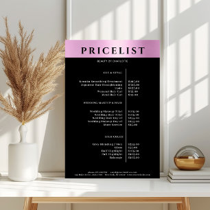 Modernes Poster der einfachen rosa Salon-Preislist