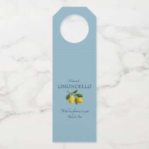 Modernes Powder Blue Lemon Event Wedding Limoncell Flaschenanhänger