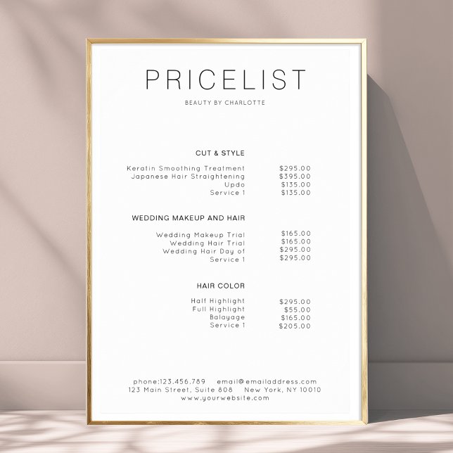 Modernes, preisgekröntes Poster (Modern, price list Poster)