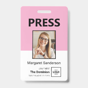 Modernes Press ID-Abzeichen mit Foto und QR-Code Ausweis