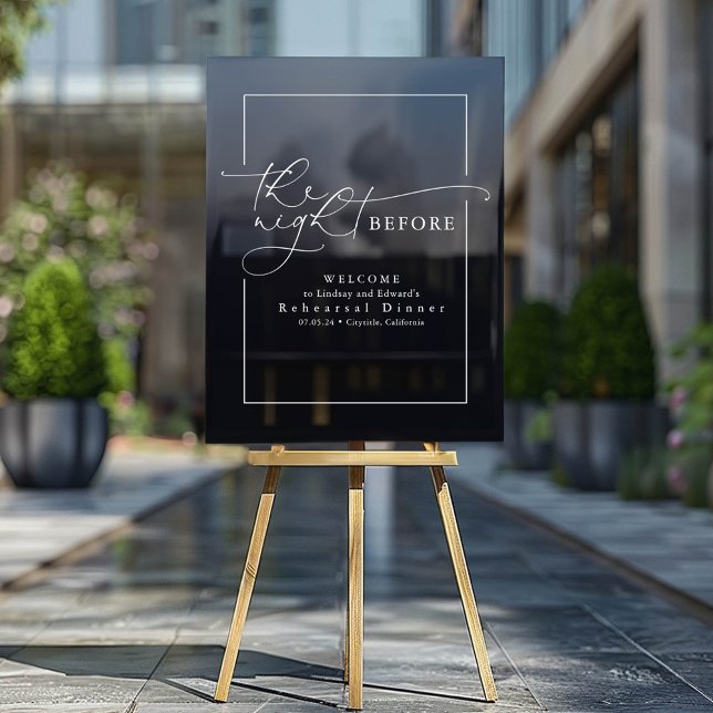 Modernes Probe Dinner Black Willkommen Acrylschild (Rehearsal Dinner Black Welcome Acrylic Sign)