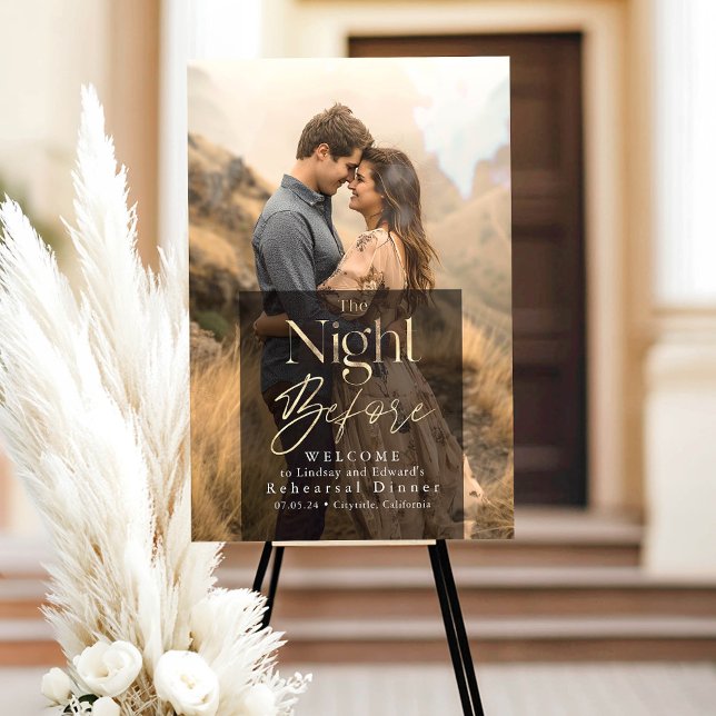 Modernes Probe Dinner Foto Begrüßungszeichen Acrylschild (Photo Rehearsal Dinner Welcome Sign)