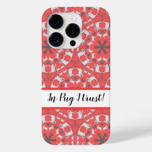 Modernes Pug-Muster mit Monogramm auf korallenrot Case-Mate iPhone 14 Pro Hülle