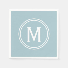 Modernes Pulver Blue Custom Round Gerahmt Monogram Serviette