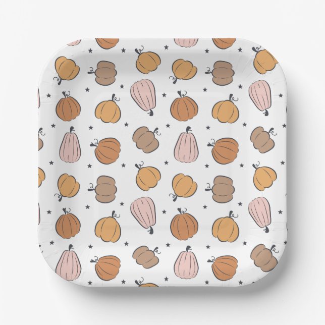 Modernes Pumpkin-Muster - Papier-Teller Pappteller (Vorderseite)