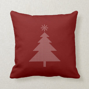 Modernes punktiertes Rot des Weihnachtsbaum-  Kissen