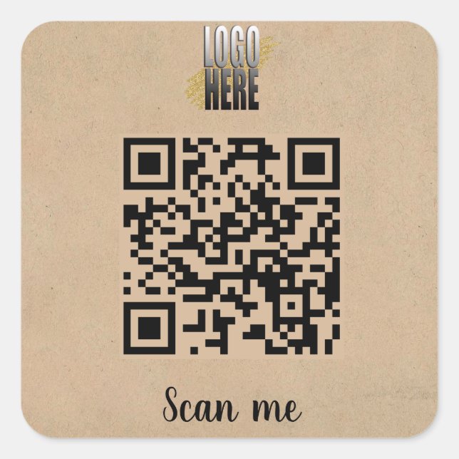 Modernes QR-Code-Business-Logo in Braun Quadratischer Aufkleber (Vorderseite)