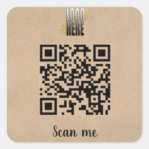 Modernes QR-Code-Business-Logo in Braun Quadratischer Aufkleber