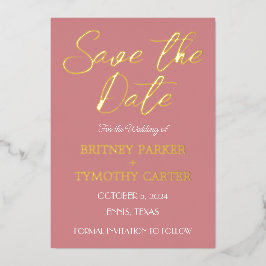 Modernes QR Code Foto Dusty Rose Script Wedding Folieneinladung