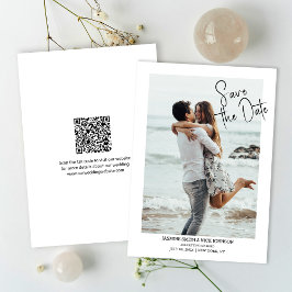 Modernes QR-Code-Foto-Hochzeit Save the Date Einladung