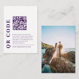 Modernes QR Code Lila Hochzeitdetails Foto Begleitkarte