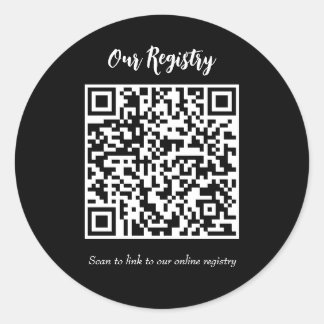 Modernes QR Code Scanable Wedding Registry Runder Aufkleber