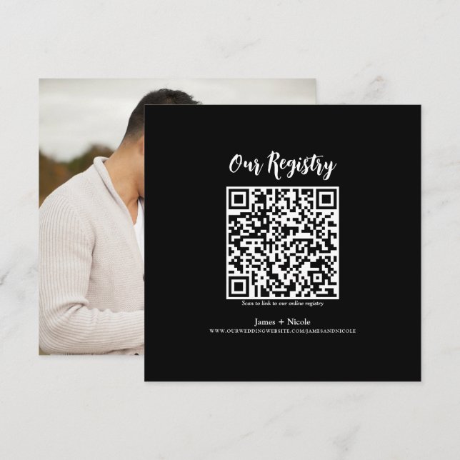 Modernes QR Code Scannable Wedding Registry Einladung (Vorne/Hinten)