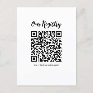Modernes QR Code Scannable Wedding Registry Postkarte