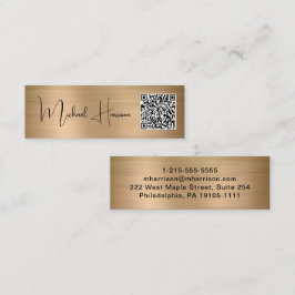 Modernes QR Code Signature Script Gold Mini Visitenkarte