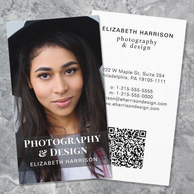 Modernes QR-Foto Beruflich Visitenkarte (Input your website address to create a scannable QR code)