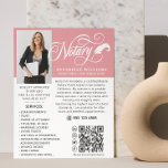 Modernes QR-Foto Flyer<br><div class="desc">Moderner, eleganter typografischer Foto Notary Business Flyer. Das Design beinhaltet Ihr Foto, das elegante Typografie-Skript ''Notary'' in weißer handgeschriebener Schrift, Ihren Namen, Ihren Titel, Ihre Nachricht und Ihre Dienstleistungen. Personalisieren Sie weiter mit Ihrem QR-Code, Kontaktdaten und Social Media.</div>