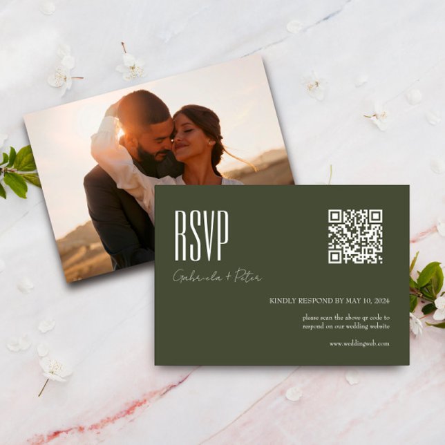 Modernes QR-Foto für Minimalistisches Olivenöl RSVP Karte (Von Creator hochgeladen)