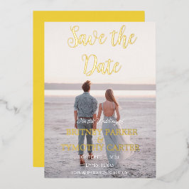 Modernes QR-Foto Skript Gelbe Hochzeit Folieneinladung