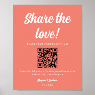 Modernes QR Hochzeitsgast Foto Hochladen Zeichen Poster