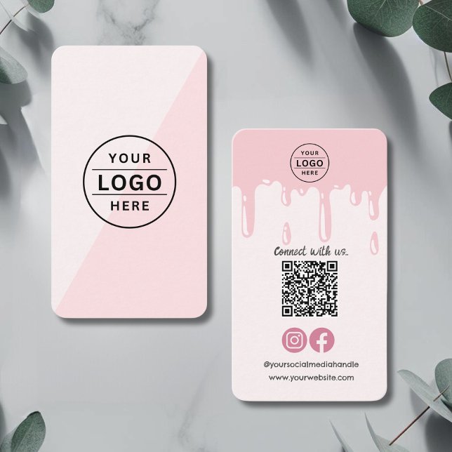 Modernes QR-Logo Rosa Backen Visitenkarte (Von Creator hochgeladen)