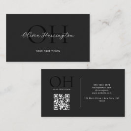 Modernes QR-Monogramm für Schwarzweiß und Weiß Visitenkarte