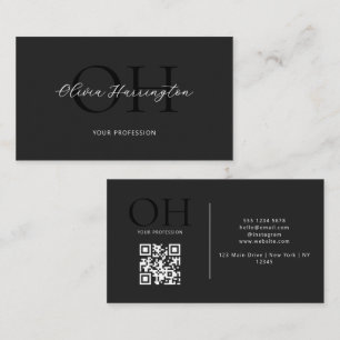 Modernes QR-Monogramm für Schwarzweiß und Weiß Visitenkarte