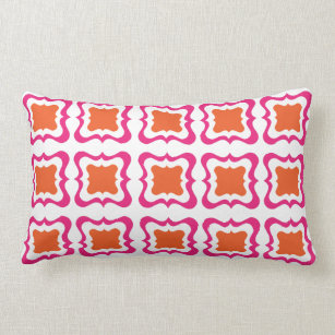 Modernes Quadrat Wiederholung Muster Hot Pink Oran Lendenkissen