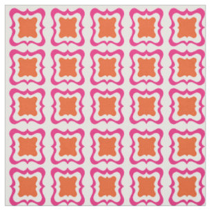 Modernes Quadrat Wiederholung Muster Hot Pink Oran Stoff